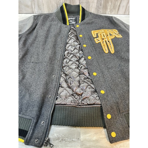 Trukfit Mob Varsity Jacket Mens Large Gray Lil Wayne Lil Weezy To The End WOOL - Picture 7 of 14